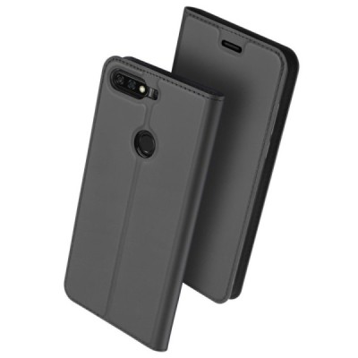 „Dux Ducis“ Skin serijos Huawei Honor 7C juodas odinis atverčiamas dėklas / Priedai.lt