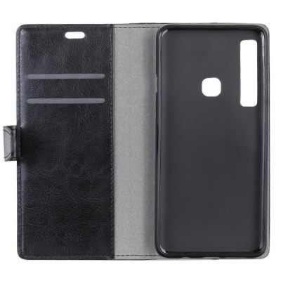 Samsung Galaxy A9 2018 (A9 Star Pro) atverčiamas juodas odinis dėklas, knygutė - piniginė / Priedai.lt