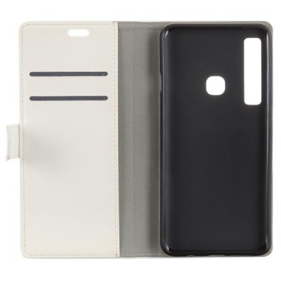 Samsung Galaxy A9 2018 (A9 Star Pro) atverčiamas baltas odinis dėklas, knygutė - piniginė / Priedai.lt