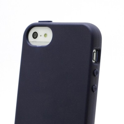 Tamsiai mėlynas „Elago“ kieto silikono Apple iPhone SE (5, 5s) dėklas (dėkliukas) su apsaugine ekrano plėvele / Priedai.lt