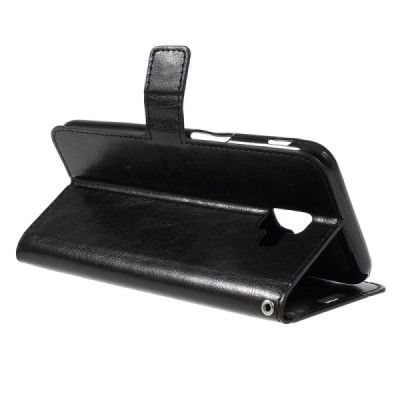 Samsung Galaxy J6+ 2018 (J610) atvēramais ādas melns maciņš (maks) / Vacins.lv