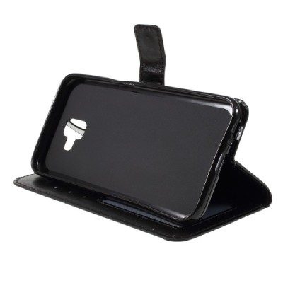 Samsung Galaxy J6+ 2018 (J610) atvēramais ādas melns maciņš (maks) / Vacins.lv