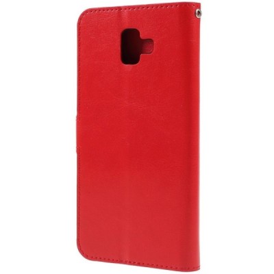 Samsung Galaxy J6+ 2018 (J610) atvēramais ādas sarkans maciņš (maks) / Vacins.lv