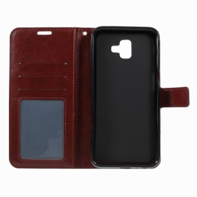 Samsung Galaxy J6+ 2018 (J610) atvēramais ādas brūns maciņš (maks) / Vacins.lv