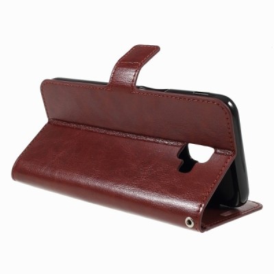 Samsung Galaxy J6+ 2018 (J610) atvēramais ādas brūns maciņš (maks) / Vacins.lv