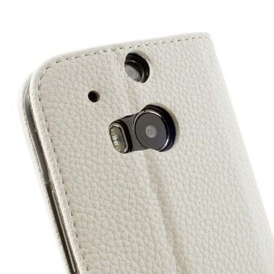„Lychee“ HTC One M8 baltas odinis atverčiamas dėklas / Priedai.lt