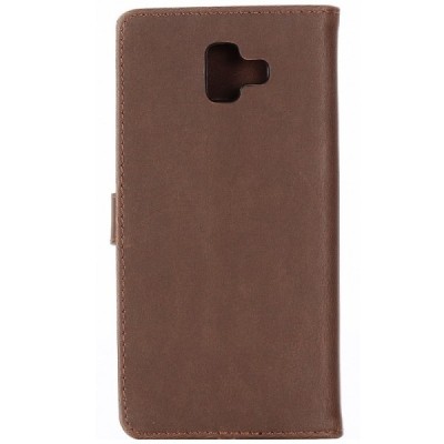 Samsung Galaxy J6+ 2018 (J610) atverčiamas tamsiai rudos spalvos odinis retro dėklas - piniginė / Priedai.lt