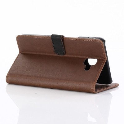 Samsung Galaxy J6+ 2018 (J610) atverčiamas tamsiai rudos spalvos odinis retro dėklas - piniginė / Priedai.lt