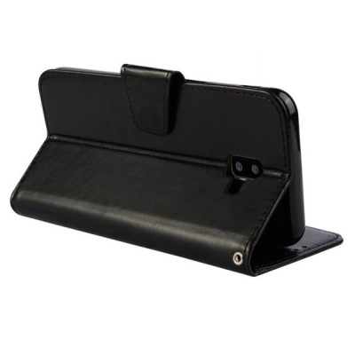 Samsung Galaxy J6+ 2018 (J610) „Diary“ atvēramais ādas melns maciņš (maks) / Vacins.lv