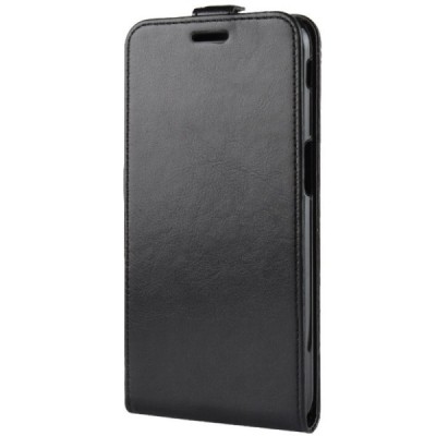 Samsung Galaxy J6+ 2018 (J610) klasikinis vertikaliai atverčiamas juodas odinis dėklas / Priedai.lt