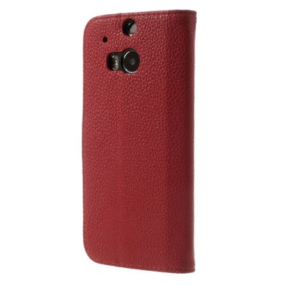 „Lychee“ HTC One M8 raudonas odinis atverčiamas dėklas / Priedai.lt