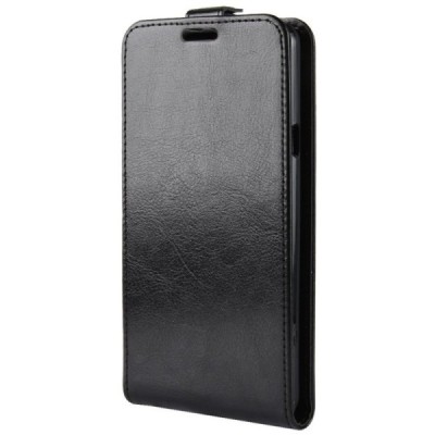 LG G7 ThinQ klasisks ādas vertikāli atvēramais melns maciņš / Vacins.lv