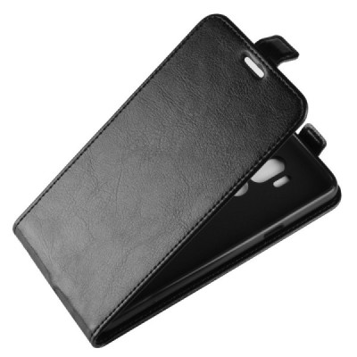 LG G7 ThinQ klasisks ādas vertikāli atvēramais melns maciņš / Vacins.lv