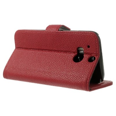 „Lychee“ HTC One M8 raudonas odinis atverčiamas dėklas / Priedai.lt