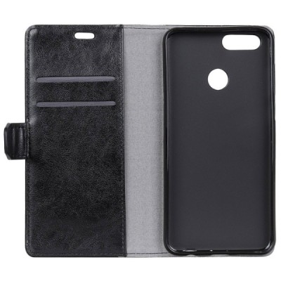 Huawei Honor 7C atvēramais ādas melns maciņš (maks) / Vacins.lv