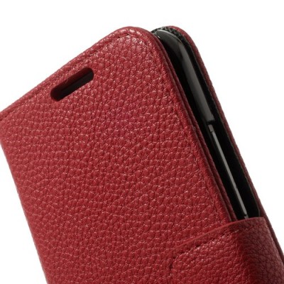 „Lychee“ HTC One M8 raudonas odinis atverčiamas dėklas / Priedai.lt