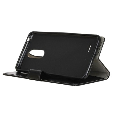 LG K11 2018 (X410EO) atvēramais ādas melns maciņš (maks) / Vacins.lv