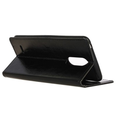 LG K11 2018 (X410EO) atvēramais ādas melns maciņš (maks) / Vacins.lv