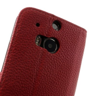 „Lychee“ HTC One M8 raudonas odinis atverčiamas dėklas / Priedai.lt