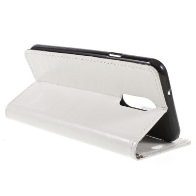 LG Q7 atvēramais ādas balts maciņš (maks) / Vacins.lv