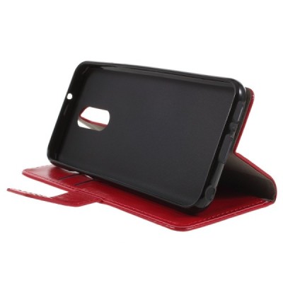 LG Q7 atvēramais ādas sarkans maciņš (maks) / Vacins.lv