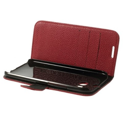 „Lychee“ HTC One M8 raudonas odinis atverčiamas dėklas / Priedai.lt