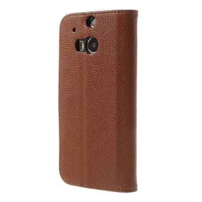 „Lychee“ HTC One M8 rudas odinis atverčiamas dėklas / Priedai.lt