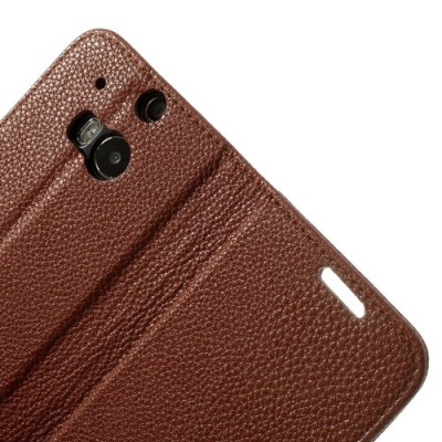 „Lychee“ HTC One M8 rudas odinis atverčiamas dėklas / Priedai.lt