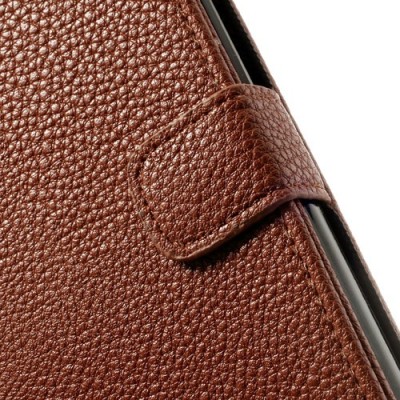 „Lychee“ HTC One M8 rudas odinis atverčiamas dėklas / Priedai.lt