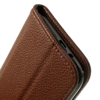 „Lychee“ HTC One M8 rudas odinis atverčiamas dėklas / Priedai.lt