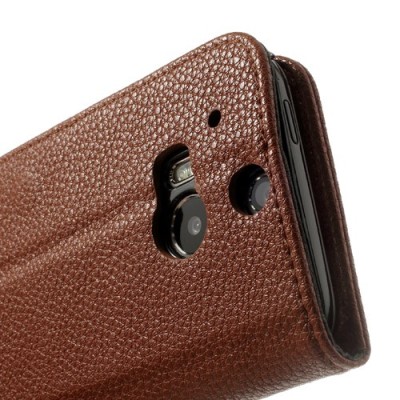 „Lychee“ HTC One M8 rudas odinis atverčiamas dėklas / Priedai.lt