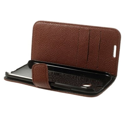 „Lychee“ HTC One M8 rudas odinis atverčiamas dėklas / Priedai.lt