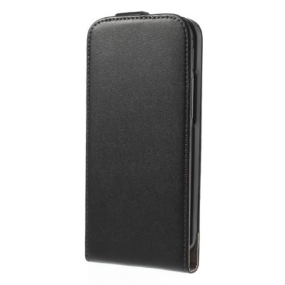 HTC One M8 klasikinis juodas odinis vertikaliai atverčiamas dėklas / Priedai.lt