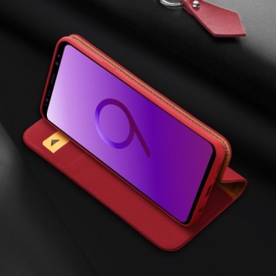 Samsung Galaxy S9 (G960) „Dux Ducis“ Wish sērijas sarkans ādas atvērams maciņš / Vacins.lv