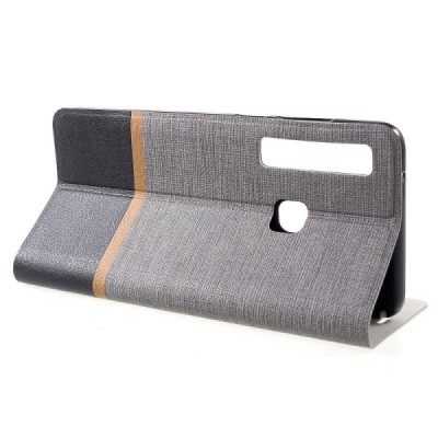 „Cross“ Texture Leather serijos Samsung Galaxy A9 2018 (A9 Star Pro) pilkas odinis atverčiamas dėklas / Priedai.lt