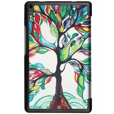Lenovo Tab4 8 Plus (TB-8704F/N) atverčiamas spalvotas, baltas odinis dėklas - knygutė / Priedai.lt