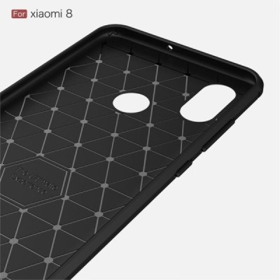 Xiaomi Mi 8 „Carbon“ cieta silikona (TPU) melns apvalks / vacins.lv