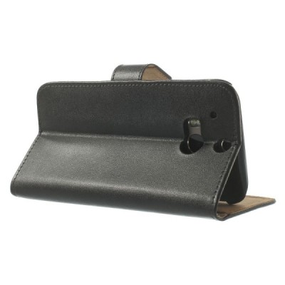 HTC One M8 atvēramais melns ādas futrālis - maciņš / Vacins.lv