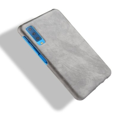 „Litchi“ Skin Leather Samsung Galaxy A7 2018 (A750) pelēks apvalks / Vacins.lv