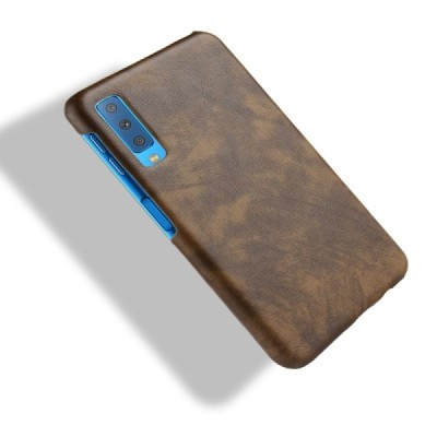 „Litchi“ Skin Leather Samsung Galaxy A7 2018 (A750) rudas plastikinis dėklas - nugarėlė / Priedai.lt