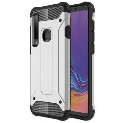 Sustiprintos apsaugos Samsung Galaxy A9 2018 (A9 Star Pro) sidabrinis kieto silikono (TPU) ir plastiko dėklas / Priedai.lt
