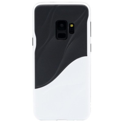 „3D“ Wave Pattern Samsung Galaxy S9 (G960) baltai juodas kieto silikono (TPU) ir plastiko dėklas / Priedai.lt