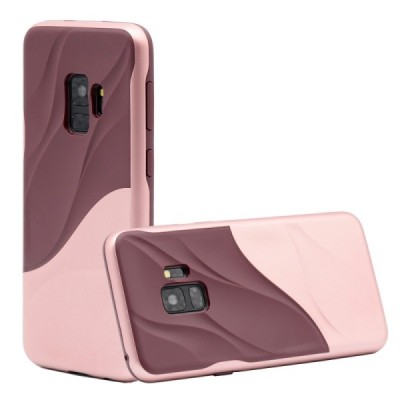„3D“ Wave Pattern bordo Samsung Galaxy S9 (G960) apmales rozā krāsā apvalks / Vacins.lv
