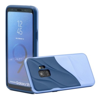 „3D“ Wave Pattern Samsung Galaxy S9 (G960) mėlynas kieto silikono (TPU) ir plastiko dėklas / Priedai.lt