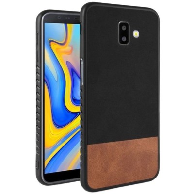 Samsung Galaxy J6+ 2018 (J610F) „Bi-Color“ Splicing brūns, melns ādas apvalks / Vacins.lv