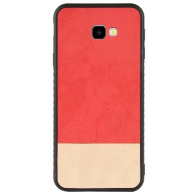 Samsung Galaxy J4+ (J400F) „Bi-Color“ Splicing sarkans, smilšains ādas apvalks / Vacins.lv