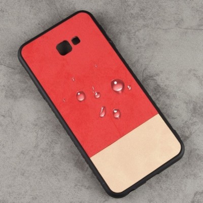 Samsung Galaxy J4+ (J400F) „Bi-Color“ Splicing sarkans, smilšains ādas apvalks / Vacins.lv