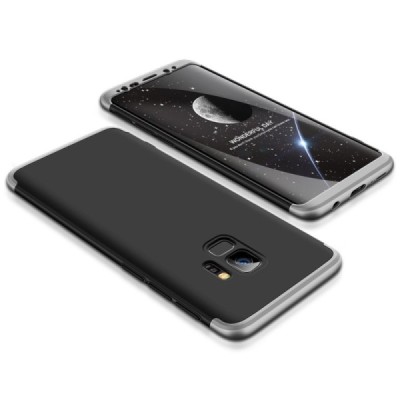 Samsung Galaxy S9 (G960F) Thin Fit 360“  melns futrālis apmāles sudrabā krāsā / Vacins.lv