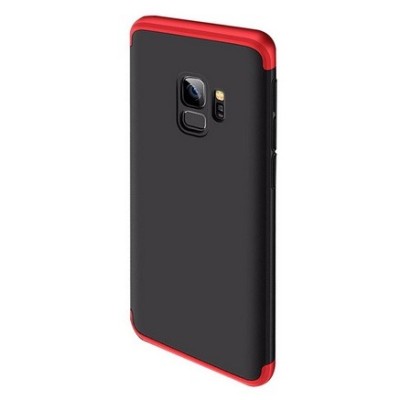 Samsung Galaxy S9 (G960F) Thin Fit 360“ melns futrālis apmāles sarkanā krāsā / Vacins.lv