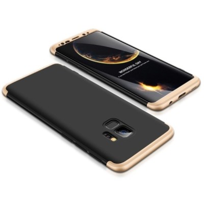 Samsung Galaxy S9 (G960F) Thin Fit 360“ melns futrālis apmāles zeltā krāsā / Vacins.lv